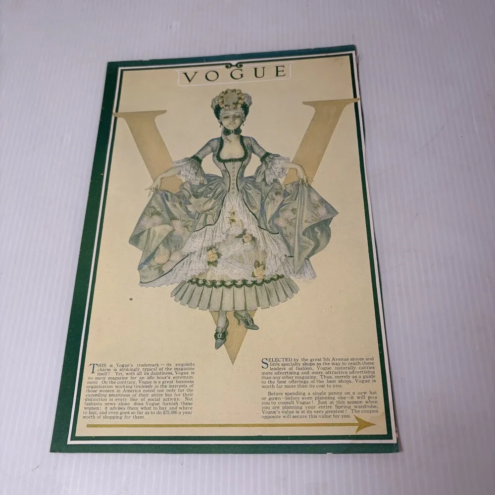 Vintage 1910s Vogue Magazine & Hamilton Watch Print Advertising Lot of 2 Ads